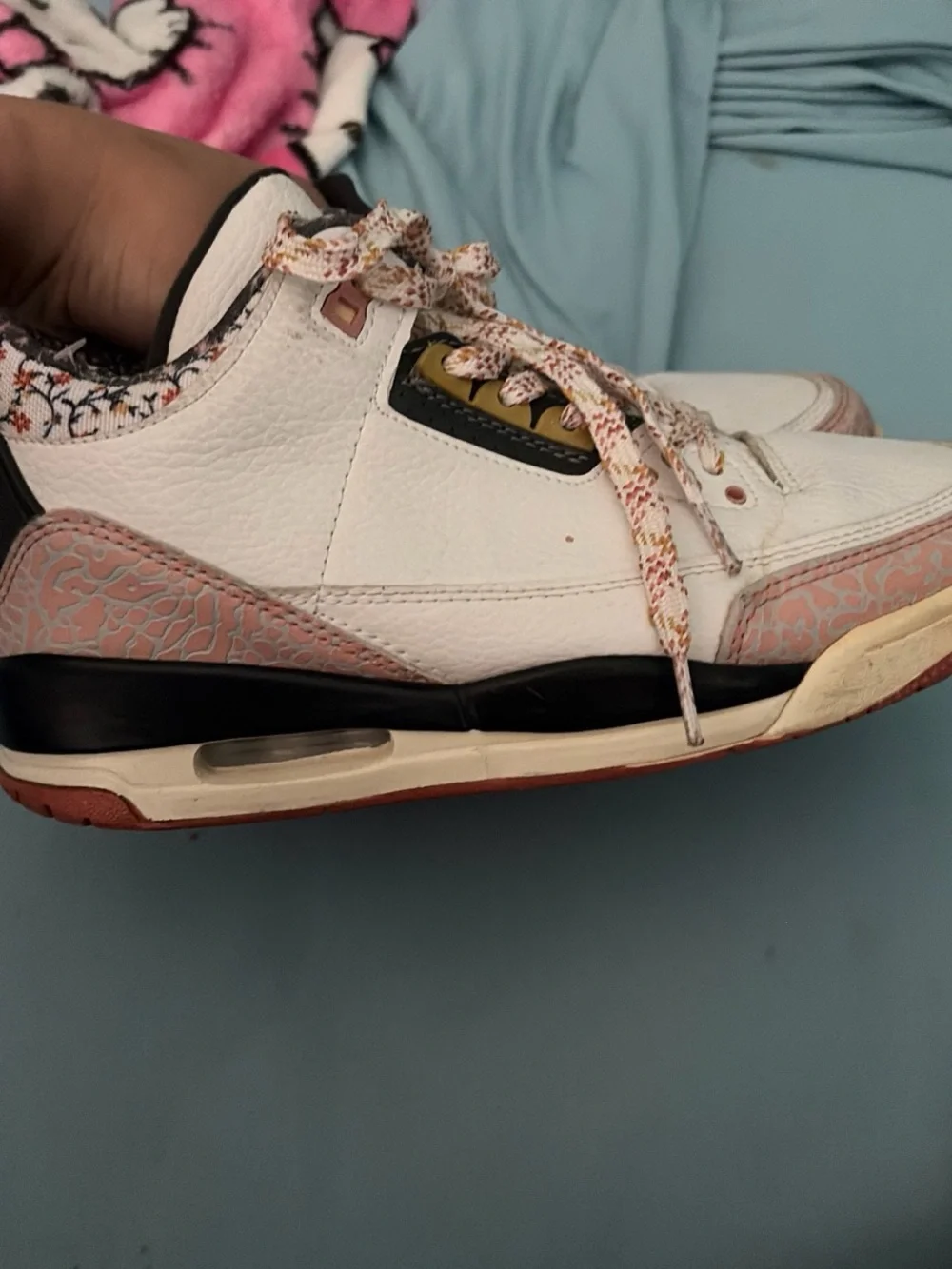 Nike Air Jordan Sneakers in Black, Pink & Cream - Picture 2 of 4